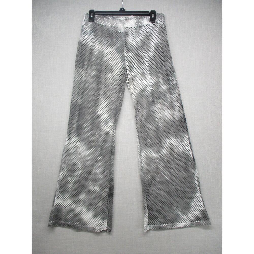 88 Madison Grey White Patterned Trendy Mesh Beachy Pants‎ Womens Small